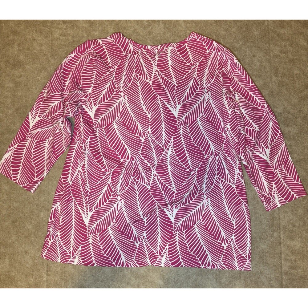 Kim Rogers Womens Multicolor Abstract Blouse Short Sleeve Sz SMALL Pink - Picture 4 of 4
